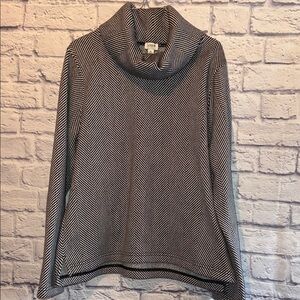 J. Crew Black and White Herringbone Cowl Neck Sweater
